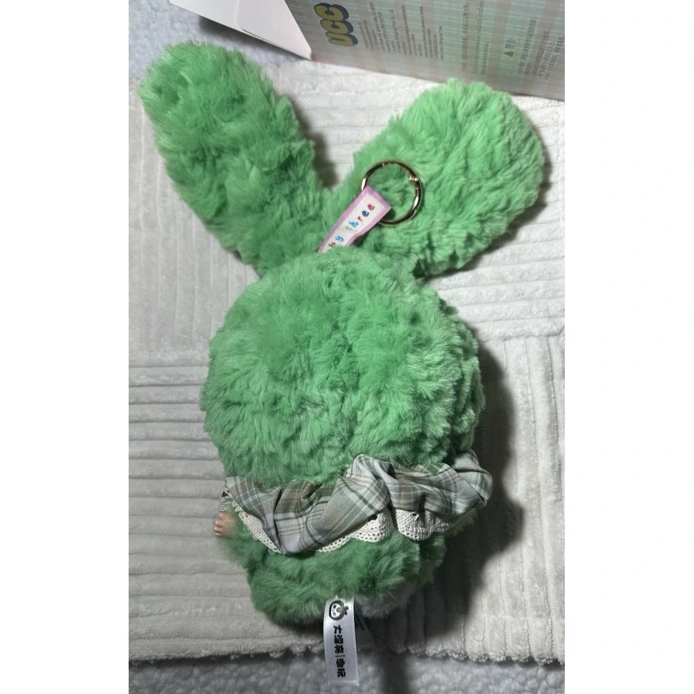 Authentic BABY THREE Lily Rabbit Town V2 Green Special Bunny Cheek Plush Pendant